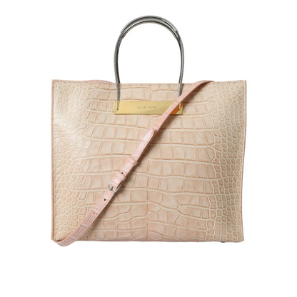 Balenciaga Pink Alligator Shopper Tote with Zipper Closure