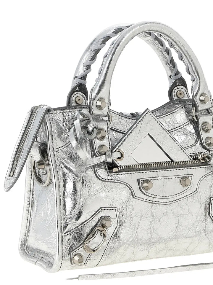 Balenciaga Silver Lamb Leather Handbag