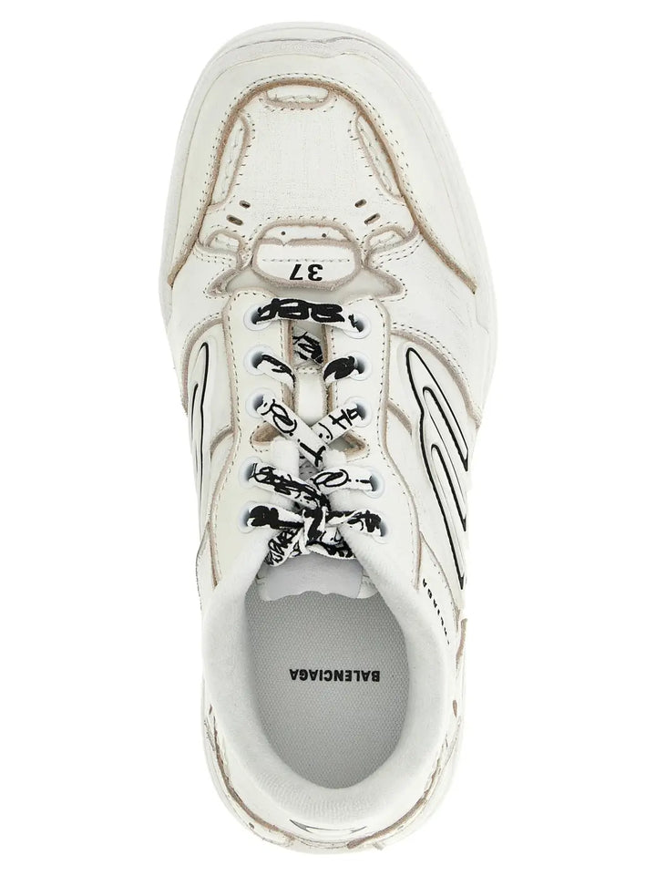 Balenciaga White Calfskin Athletic Sneakers