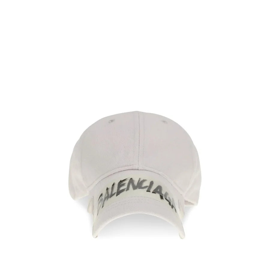 Balenciaga White Cotton Cap (Baseball Hat)