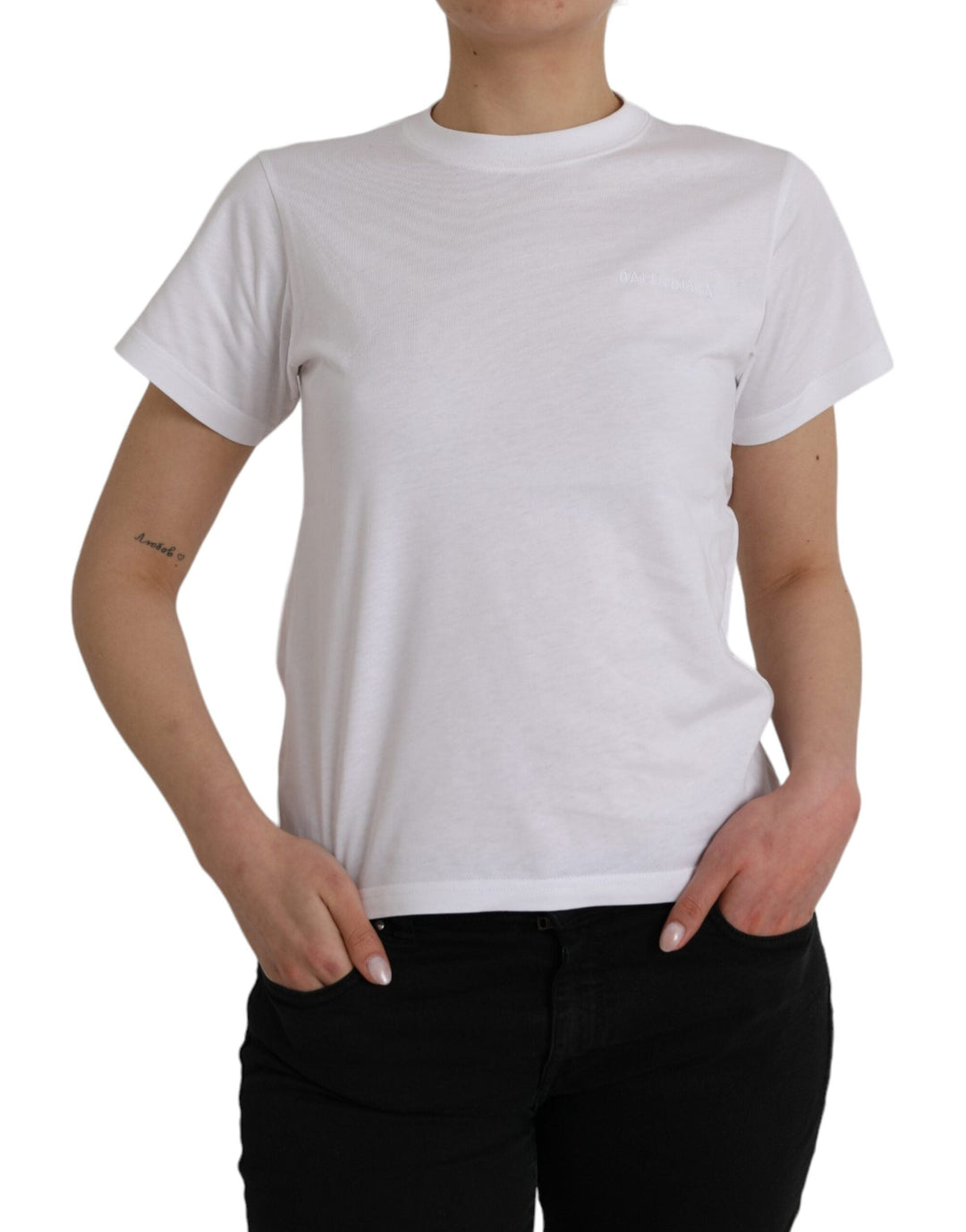 Balenciaga - White Cotton Crew Neck Short Sleeves T-shirt
