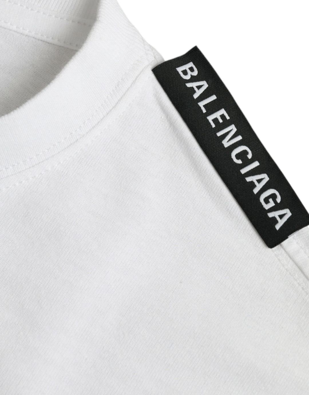 Balenciaga off White Cotton Jersey Round Neck T-shirt