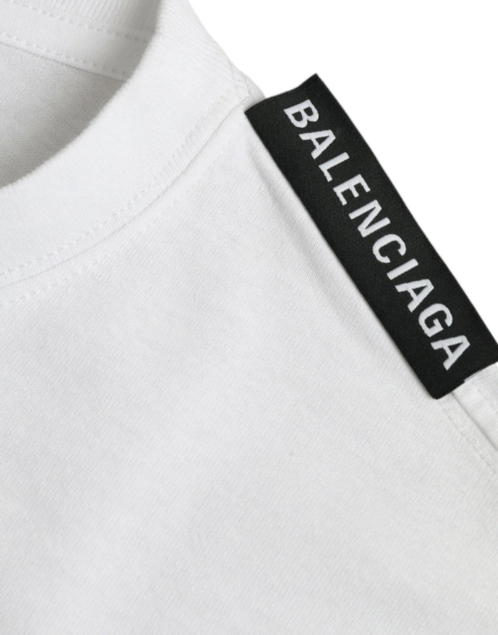 Balenciaga off White Cotton Jersey Round Neck T-shirt