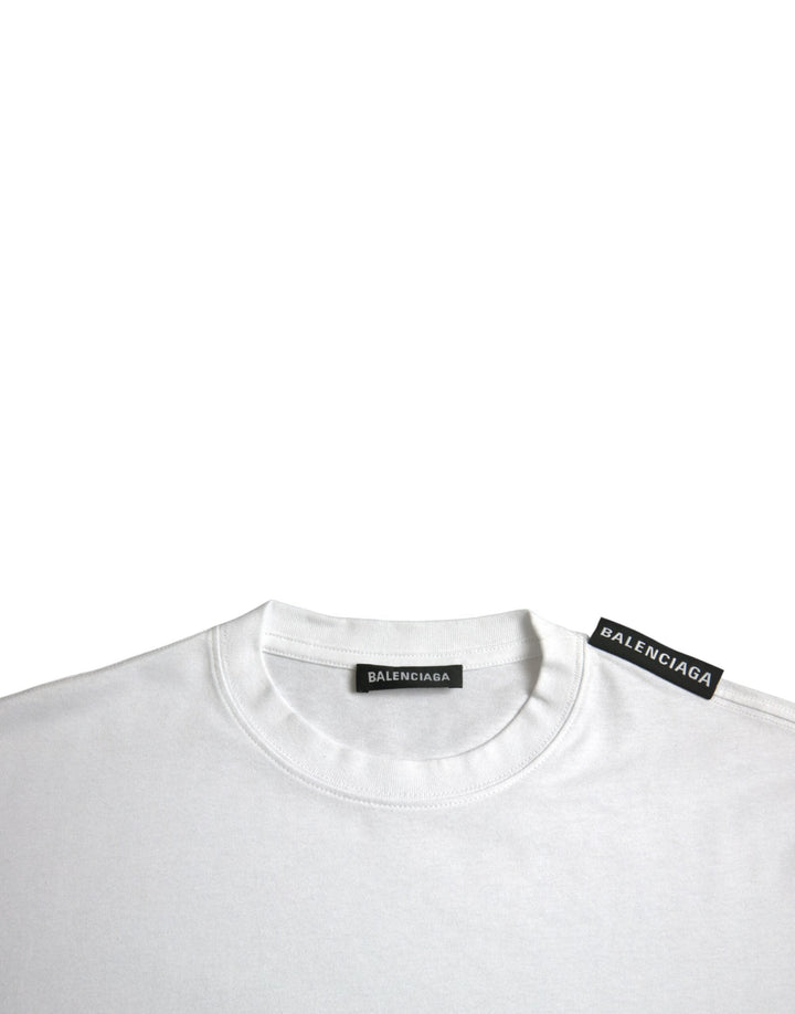 Balenciaga off White Cotton Jersey Round Neck T-shirt