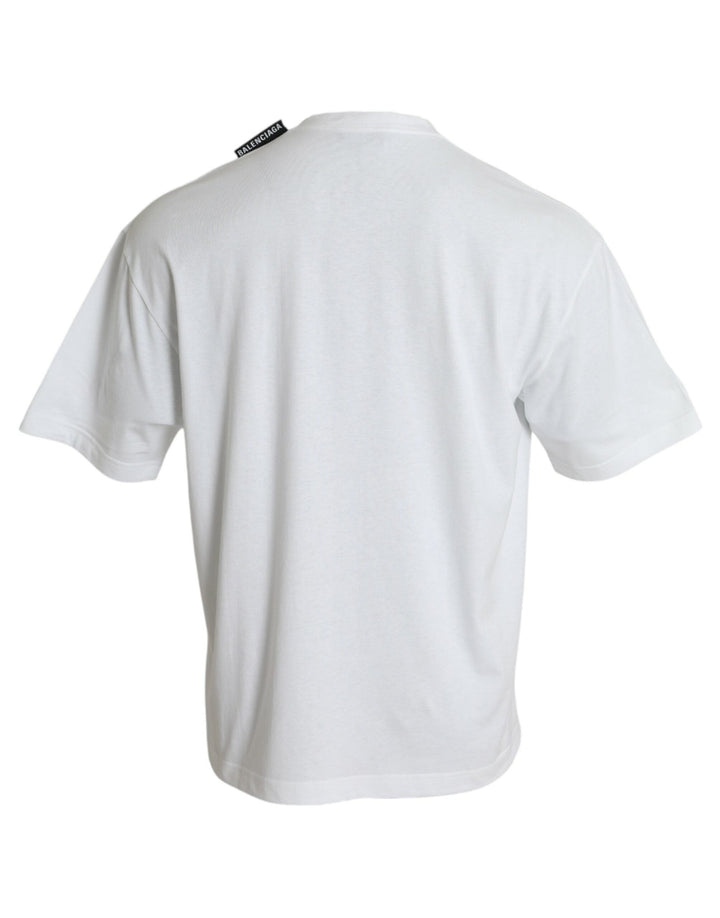 Balenciaga off White Cotton Jersey Round Neck T-shirt