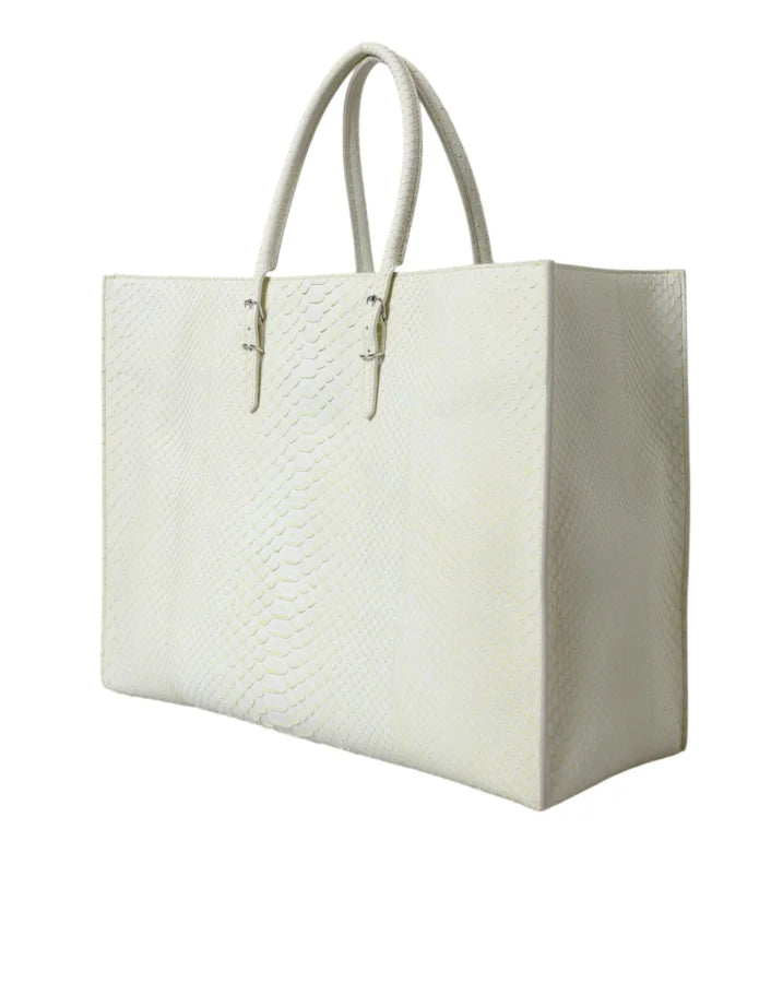 Balenciaga - White Yellow Exotic Skin Leather Shopping Tote PAPIER Bag