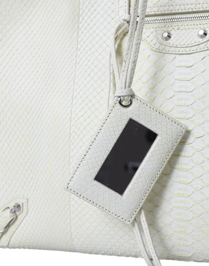 Balenciaga - White Yellow Exotic Skin Leather Shopping Tote PAPIER Bag