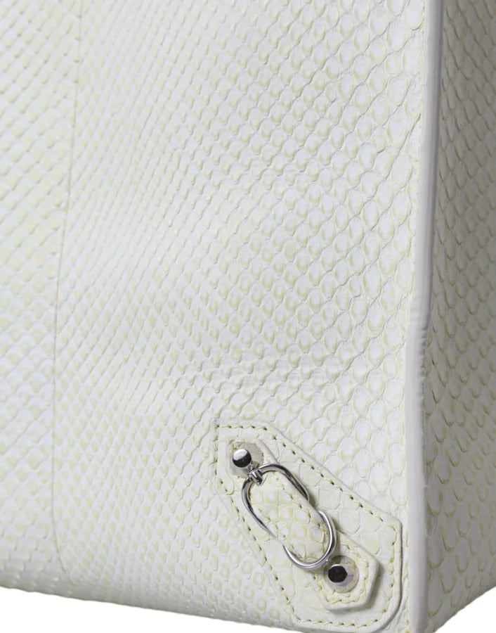 Balenciaga - White Yellow Exotic Skin Leather Shopping Tote PAPIER Bag