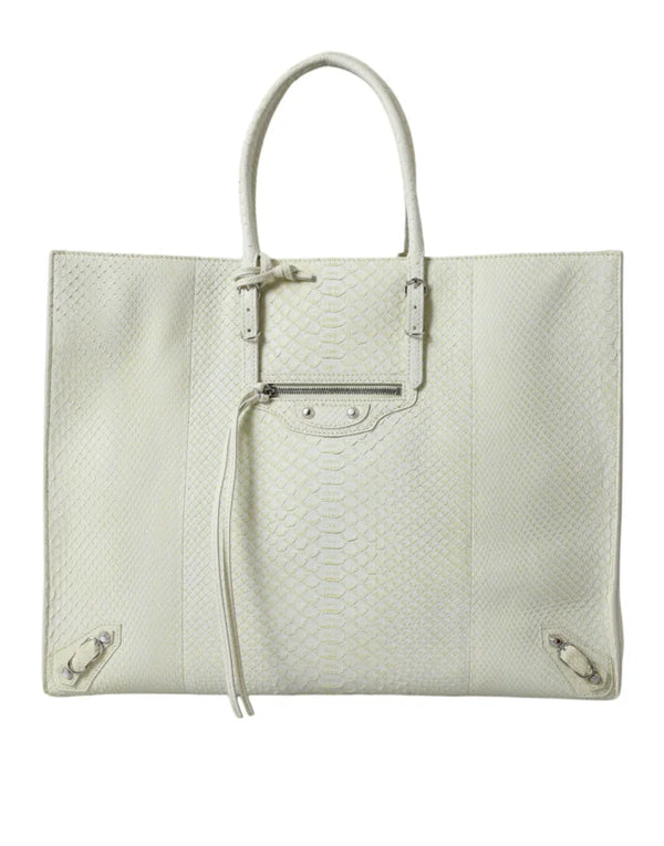 Balenciaga - White Yellow Exotic Skin Leather Shopping Tote PAPIER Bag