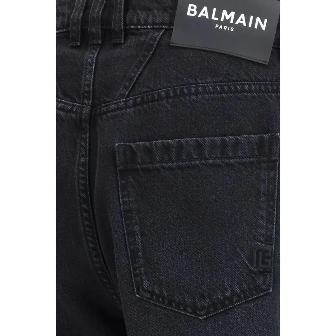Balmain Black Cotton Straight-leg Jeans