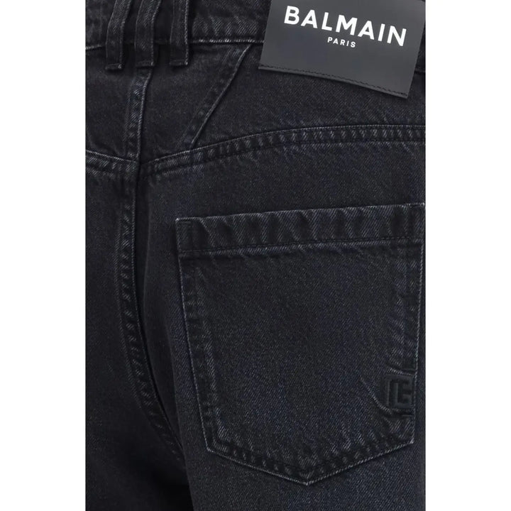 Balmain Black Cotton Straight-leg Jeans