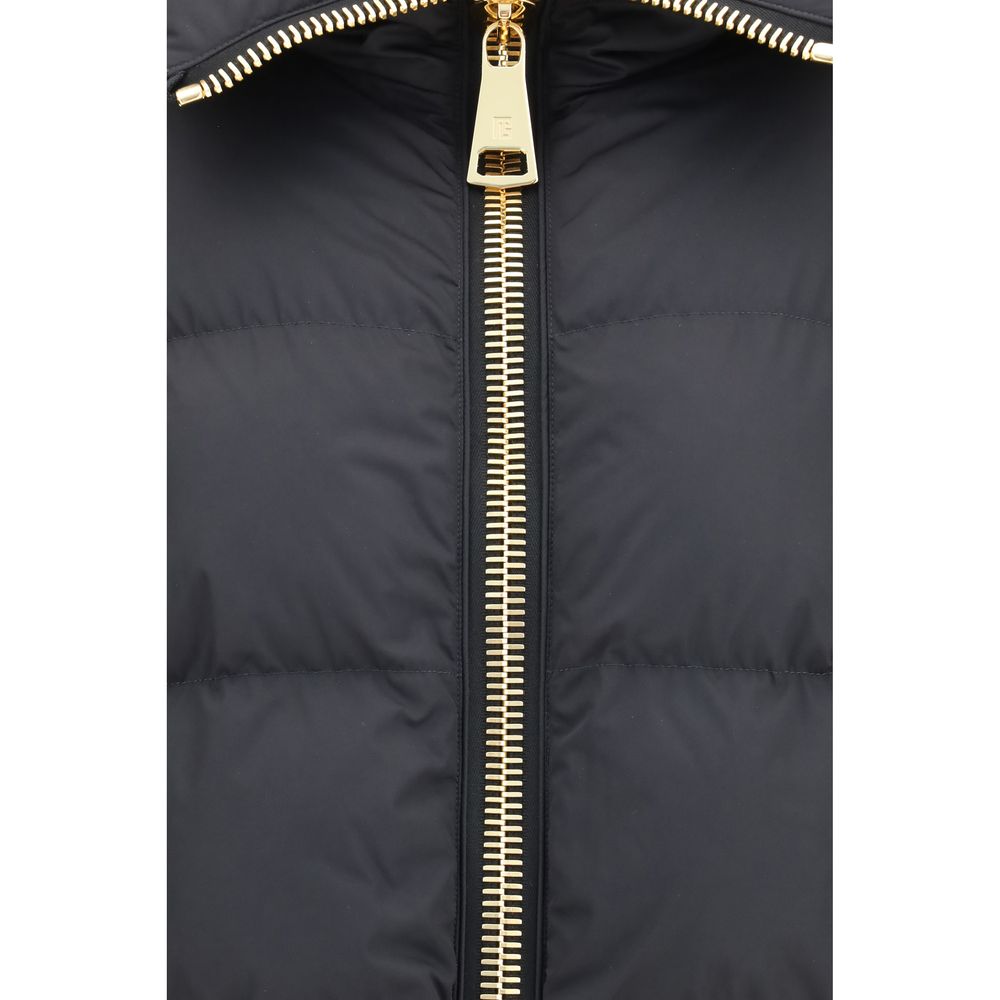 Balmain Puffer Jackets - Black Viscose Full-Length Jacket