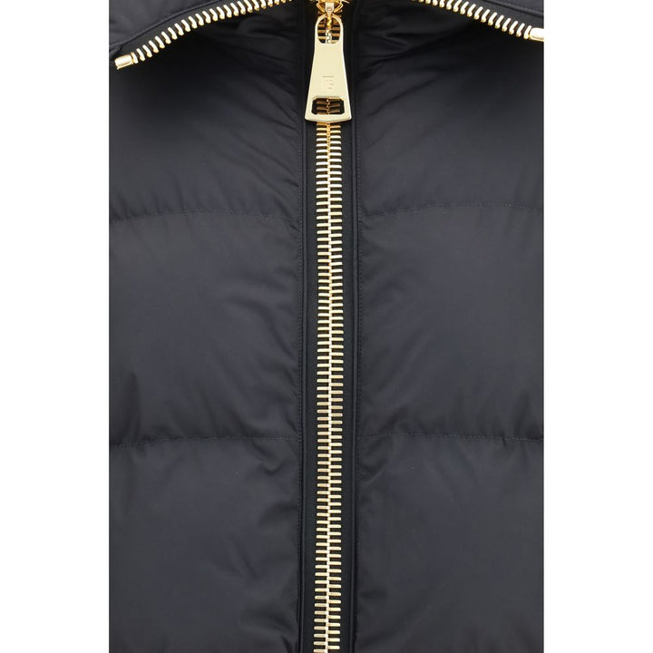 Balmain Puffer Jackets - Black Viscose Full-Length Jacket