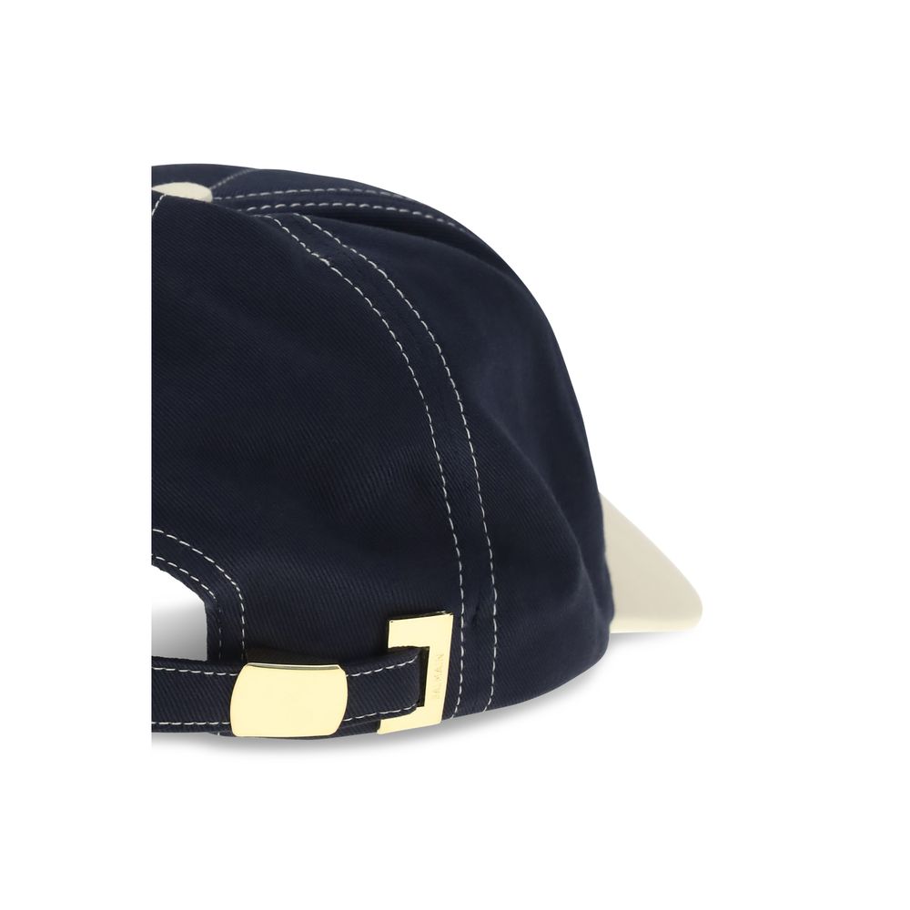 Balmain Blue Cotton Cap (baseball Hat)