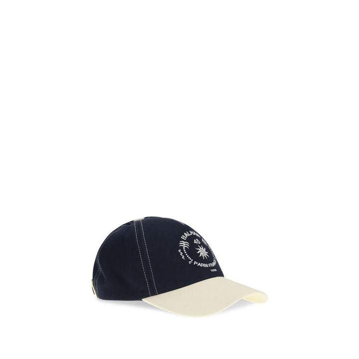 Balmain Blue Cotton Cap (baseball Hat)