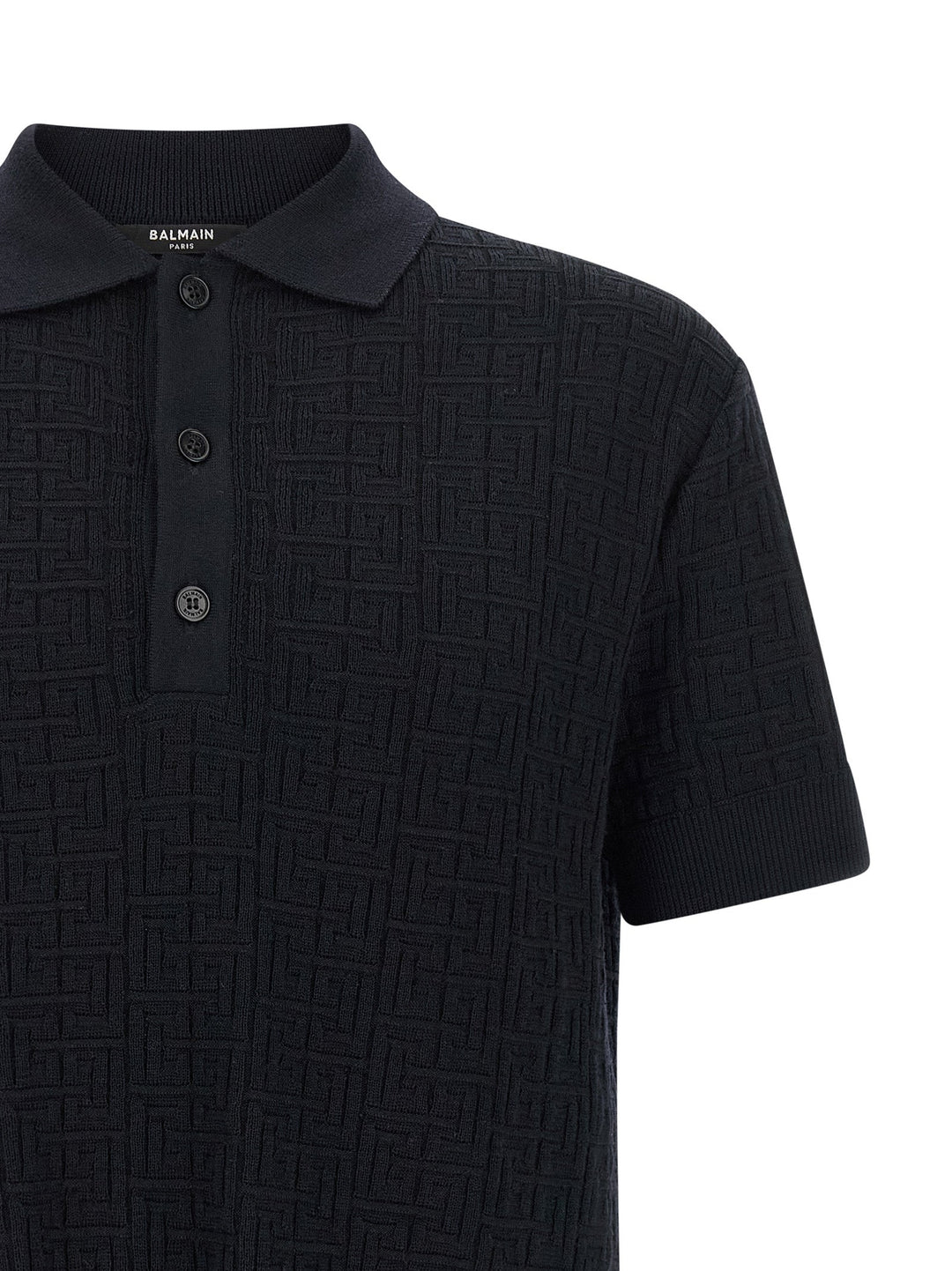 Balmain Blue Wool Polo Shirt