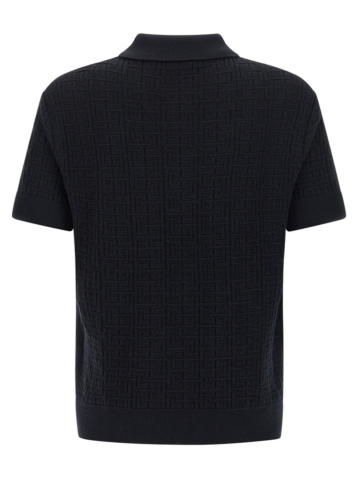 Balmain Blue Wool Polo Shirt