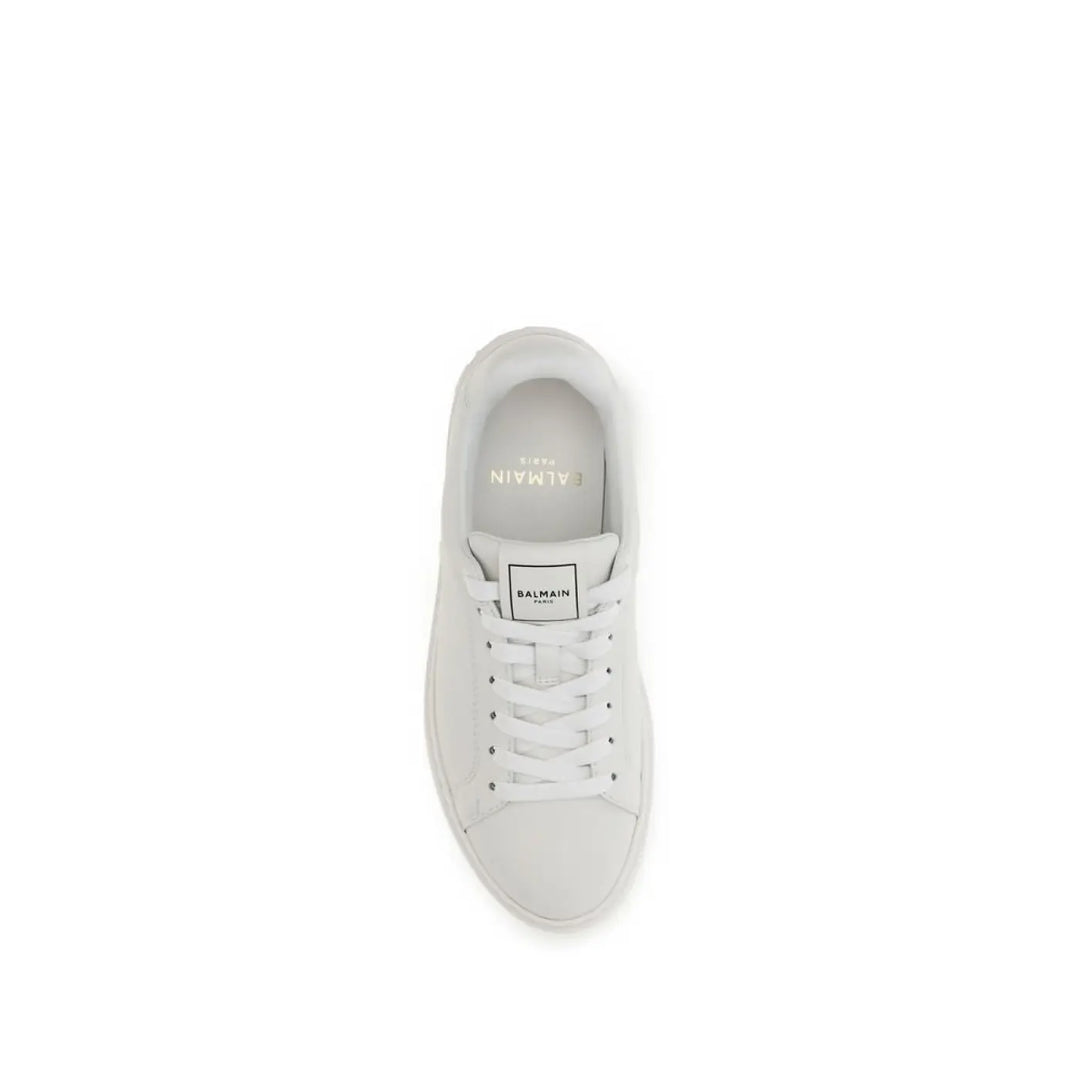 Balmain White Calf Leather Bos Taurus Athletic Sneakers