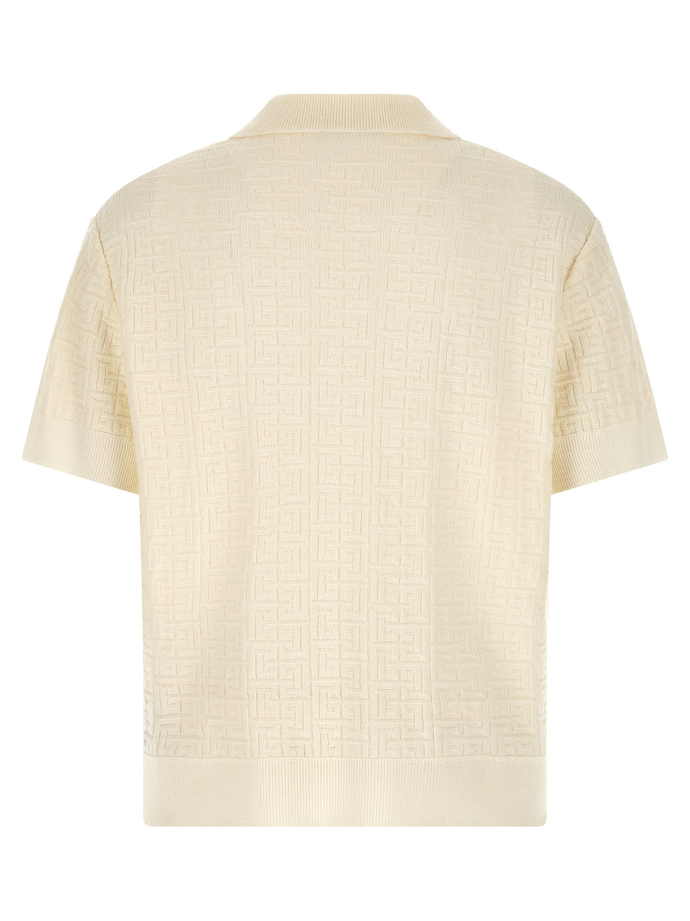 Balmain White Wool Polo Shirt