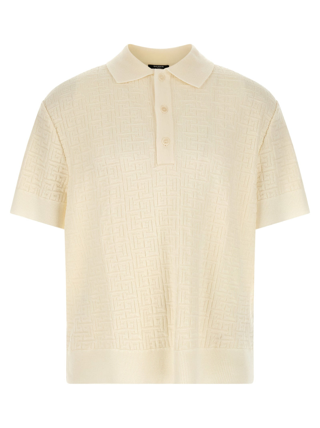 Balmain White Wool Polo Shirt