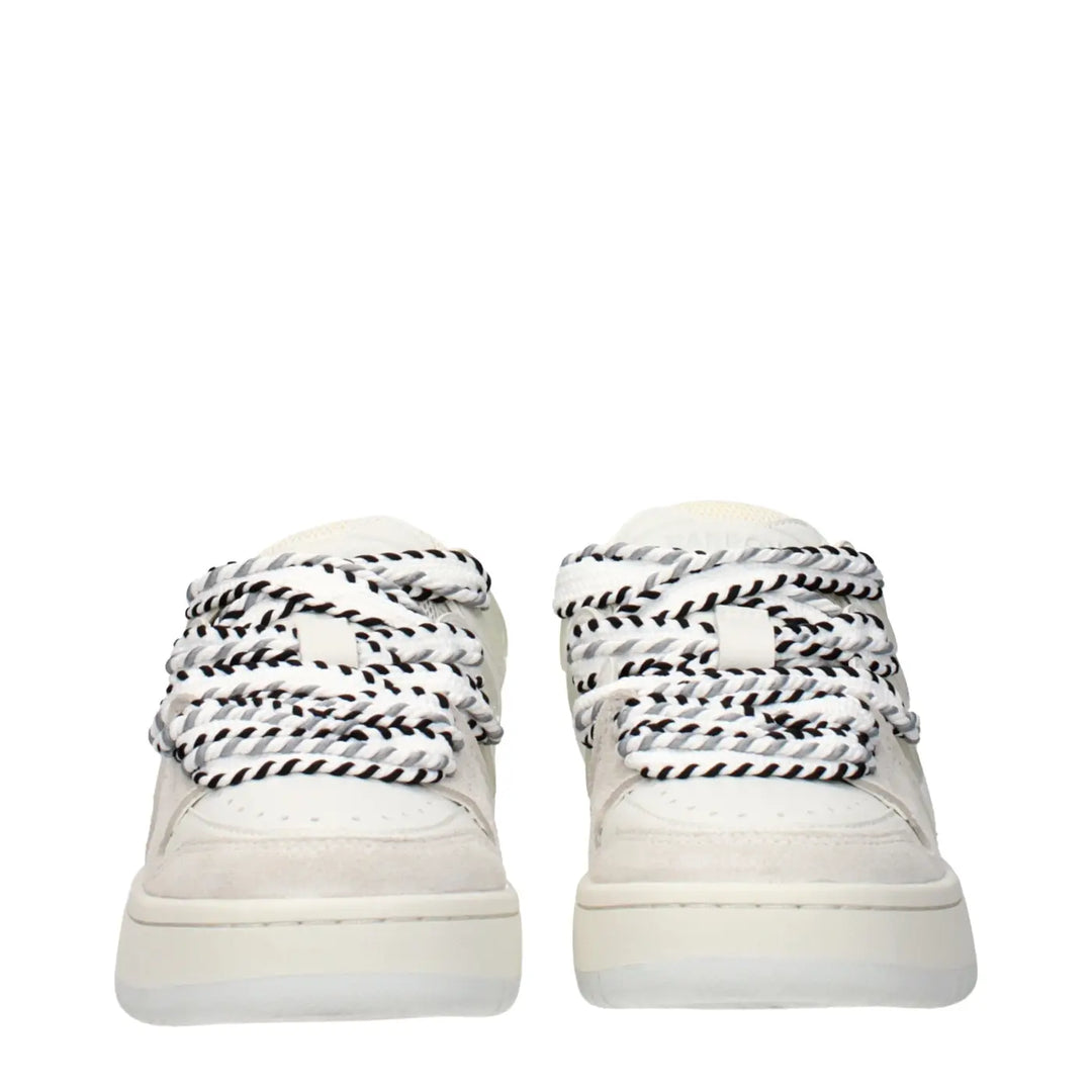 Barrow White Leather Low Top Sneakers