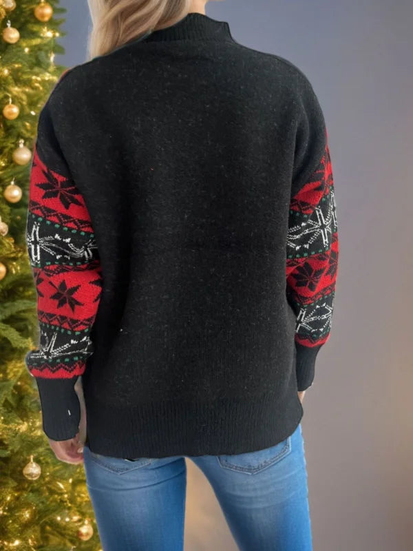 Cozy Santa Long Sleeve Sweater in Festive Stretch Knit Clothing Tops Trendsi