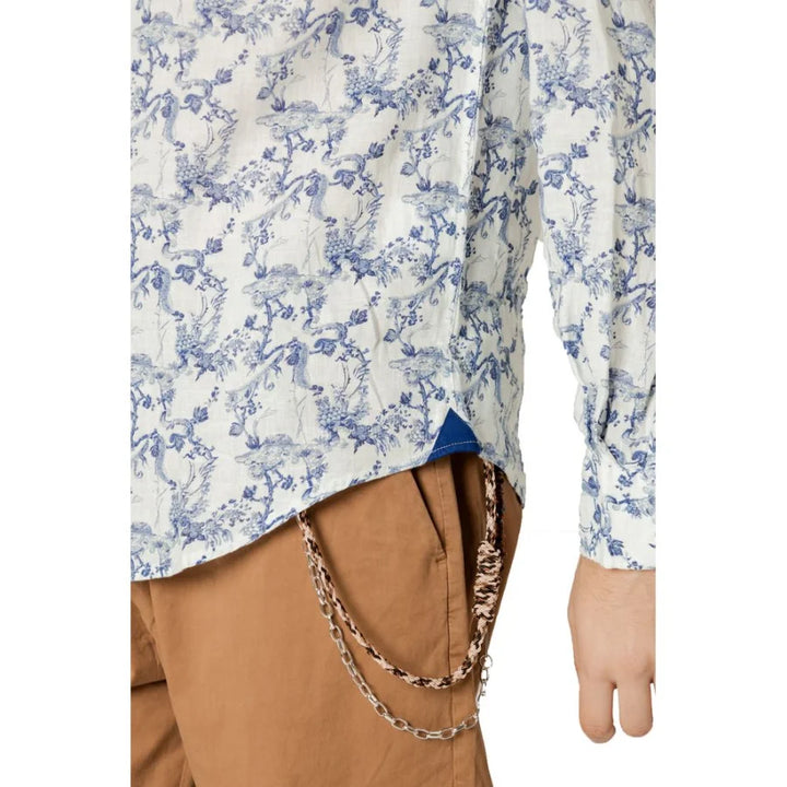 Gianni Lupo Blue Linen Pattern Shirt