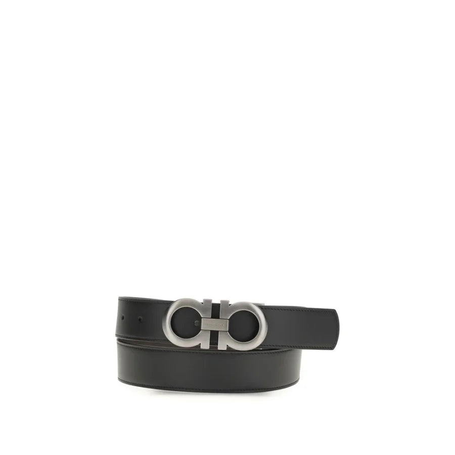Ferragamo Black Calf Leather Bos Taurus Belt