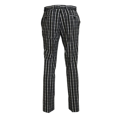 BENCIVENGA Black Checkered Cotton Casual Pants