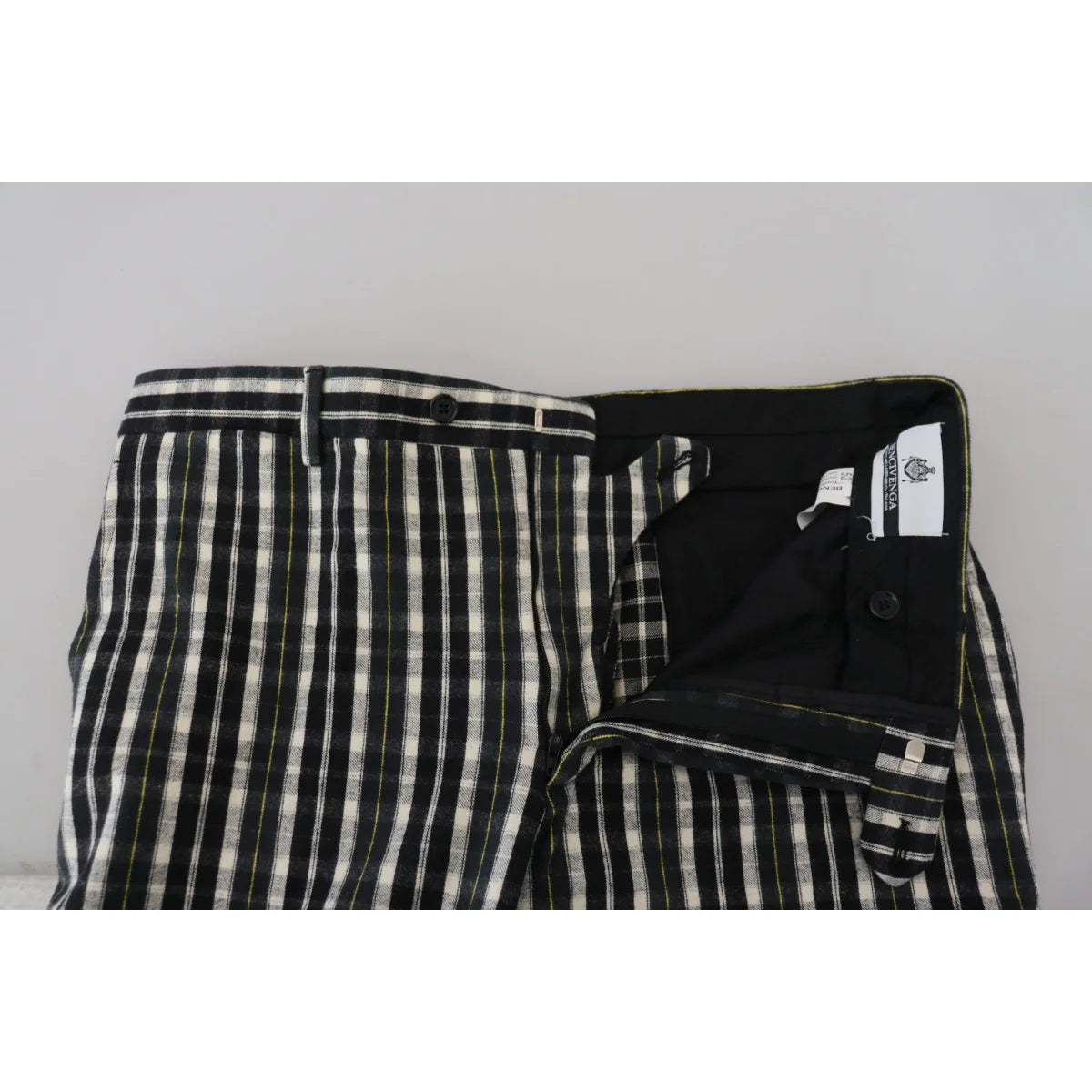 BENCIVENGA Black Checkered Cotton Casual Pants