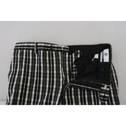 BENCIVENGA Black Checkered Cotton Casual Pants