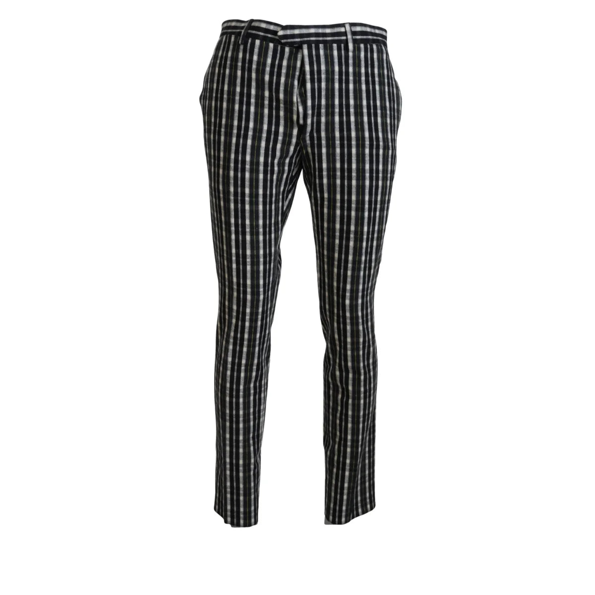 BENCIVENGA Black Checkered Cotton Casual Pants