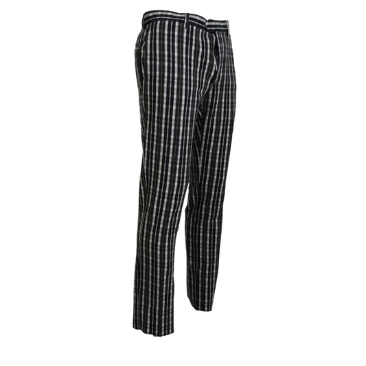 BENCIVENGA Black Checkered Cotton Casual Pants