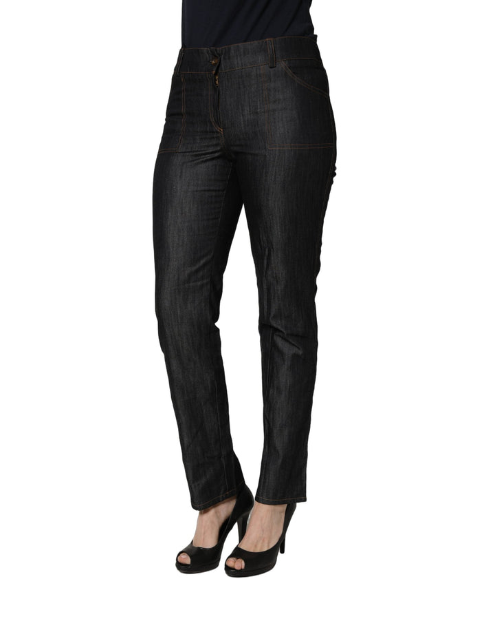 Bencivenga Black Cotton Mid Waist Skinny Denim Trouser Jeans