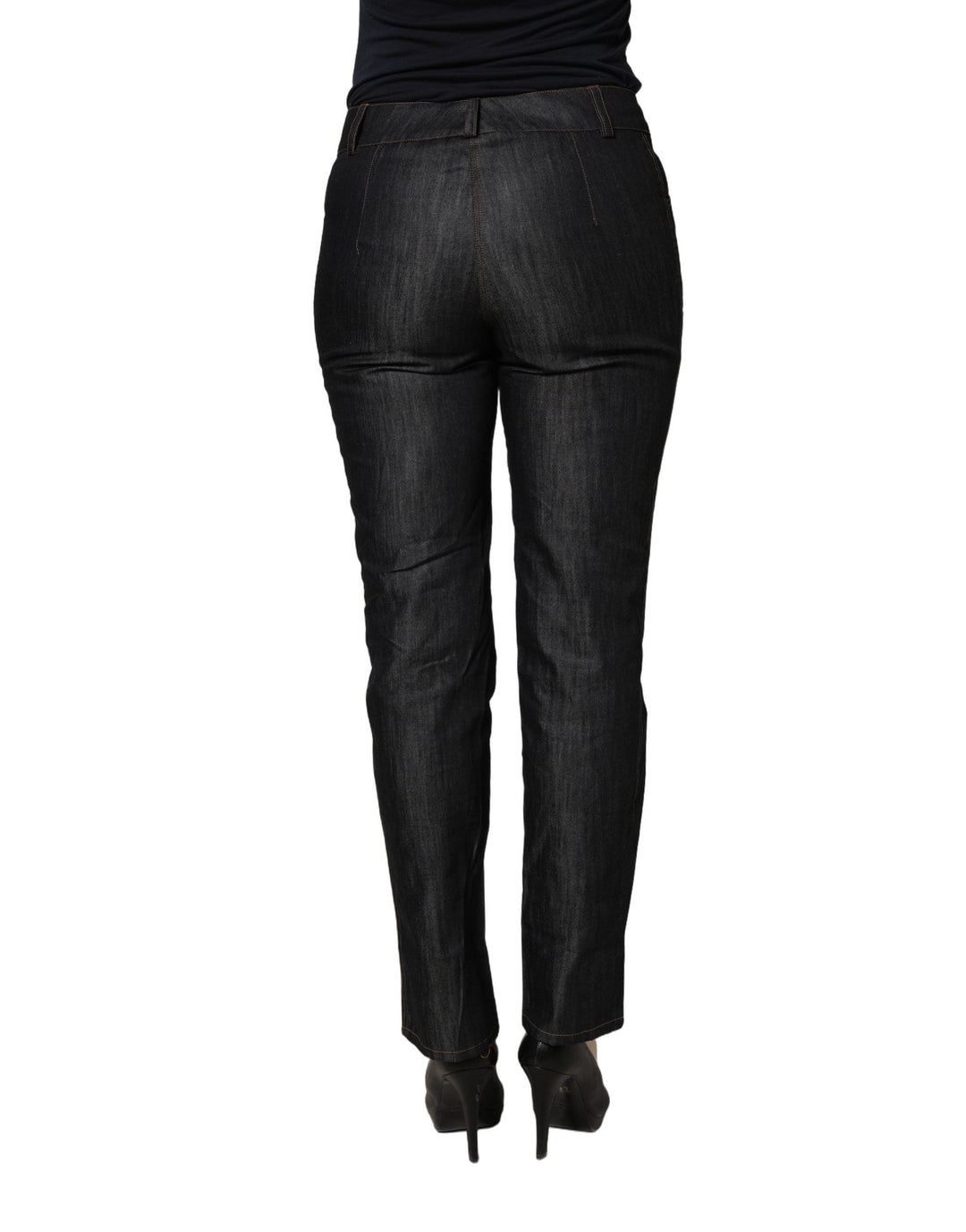 Bencivenga Black Cotton Mid Waist Skinny Denim Trouser Jeans
