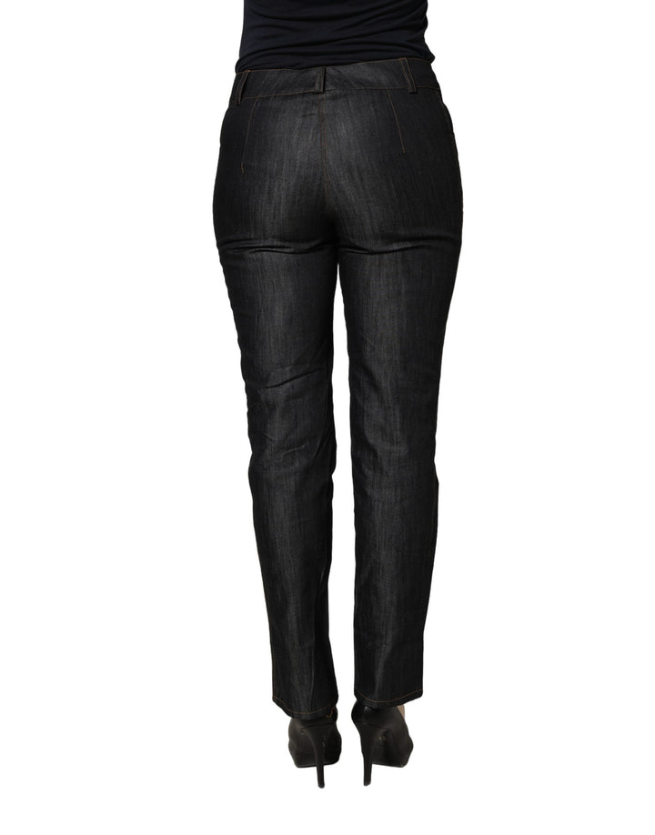 Bencivenga Black Cotton Mid Waist Skinny Denim Trouser Jeans