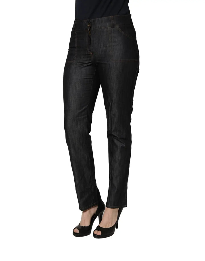 BENCIVENGA Black Cotton Mid Waist Skinny Denim Trouser Jeans