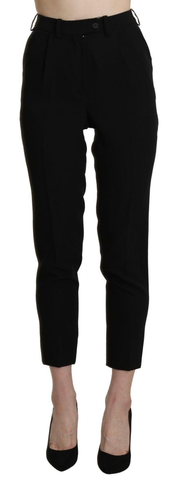 Bencivenga Black High Waist Skinny Cropped Dress Trouser Pant