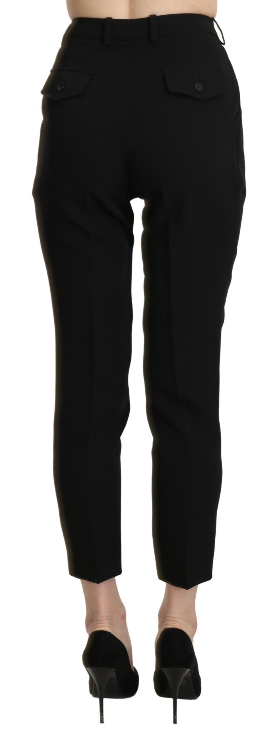 Bencivenga Black High Waist Skinny Cropped Dress Trouser Pant