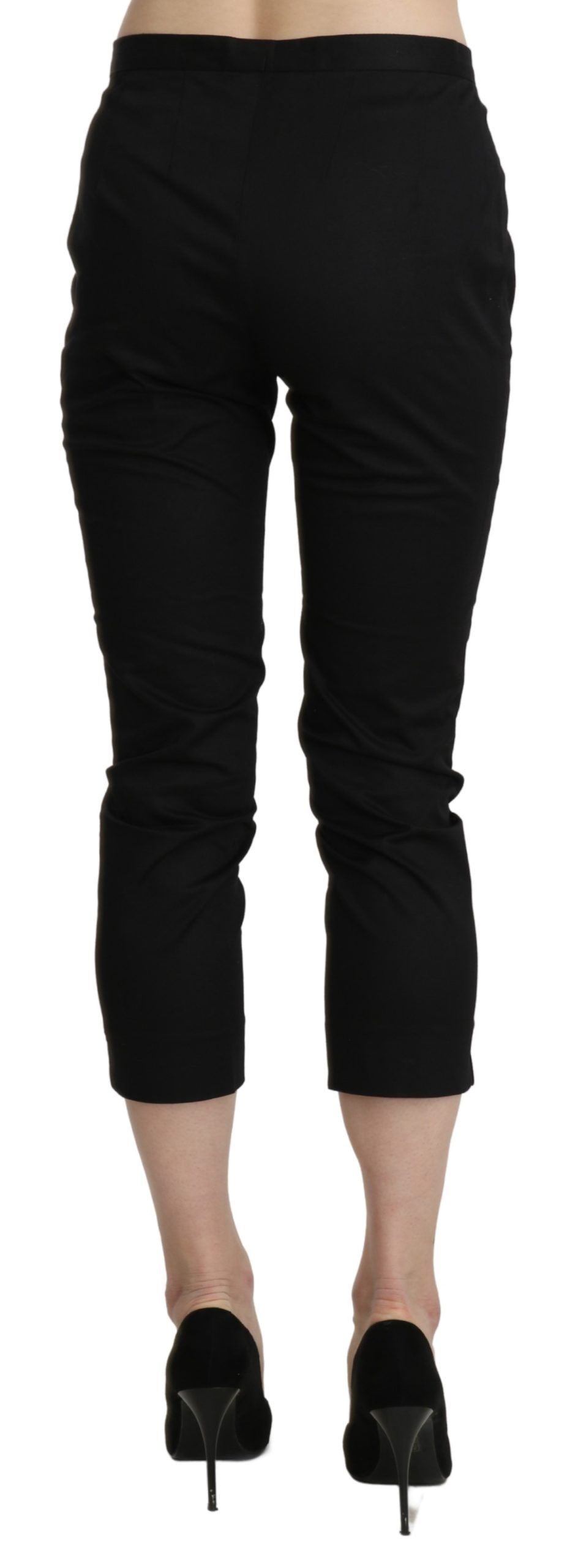 Bencivenga Black High Waist Skinny Cropped Dress Trouser Pants