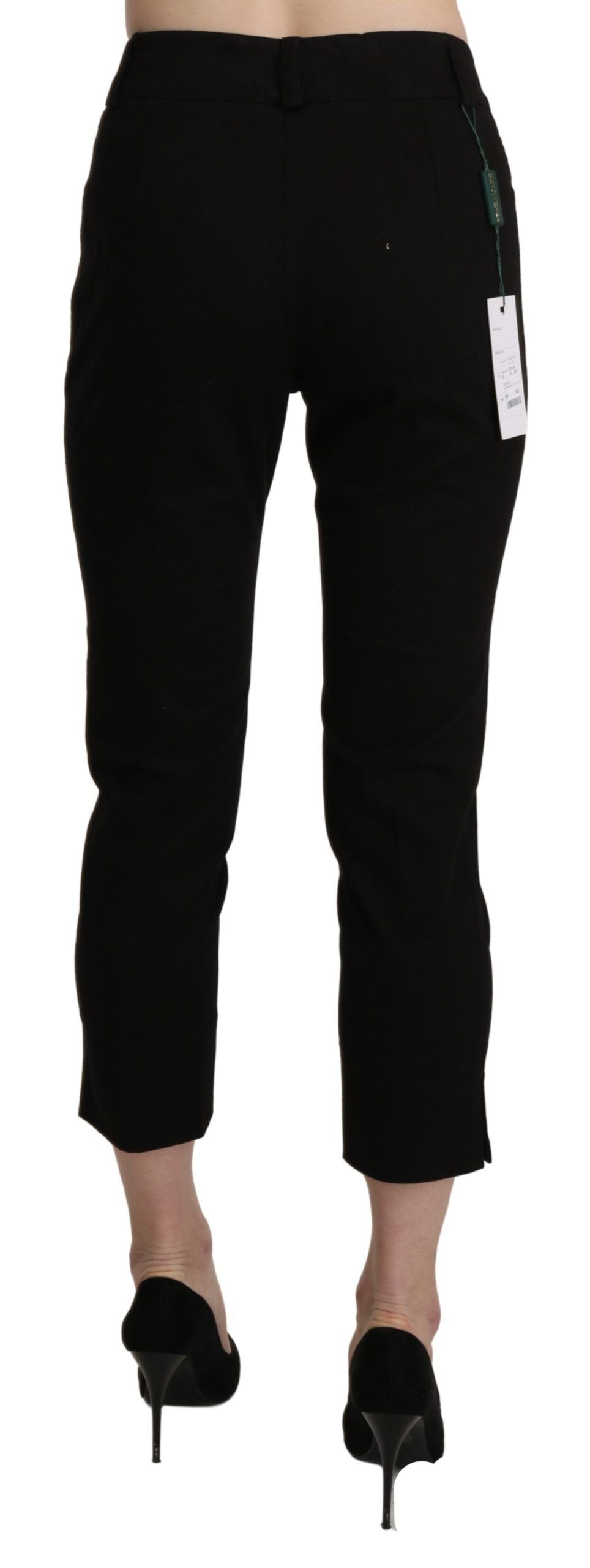 Bencivenga Black High Waist Skinny Cropped Dress Trouser Pants