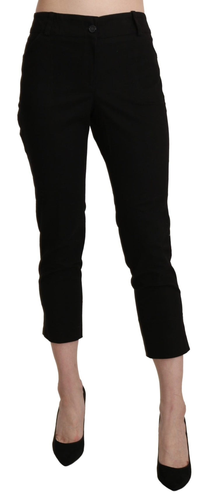 Bencivenga Black High Waist Skinny Cropped Dress Trouser Pants