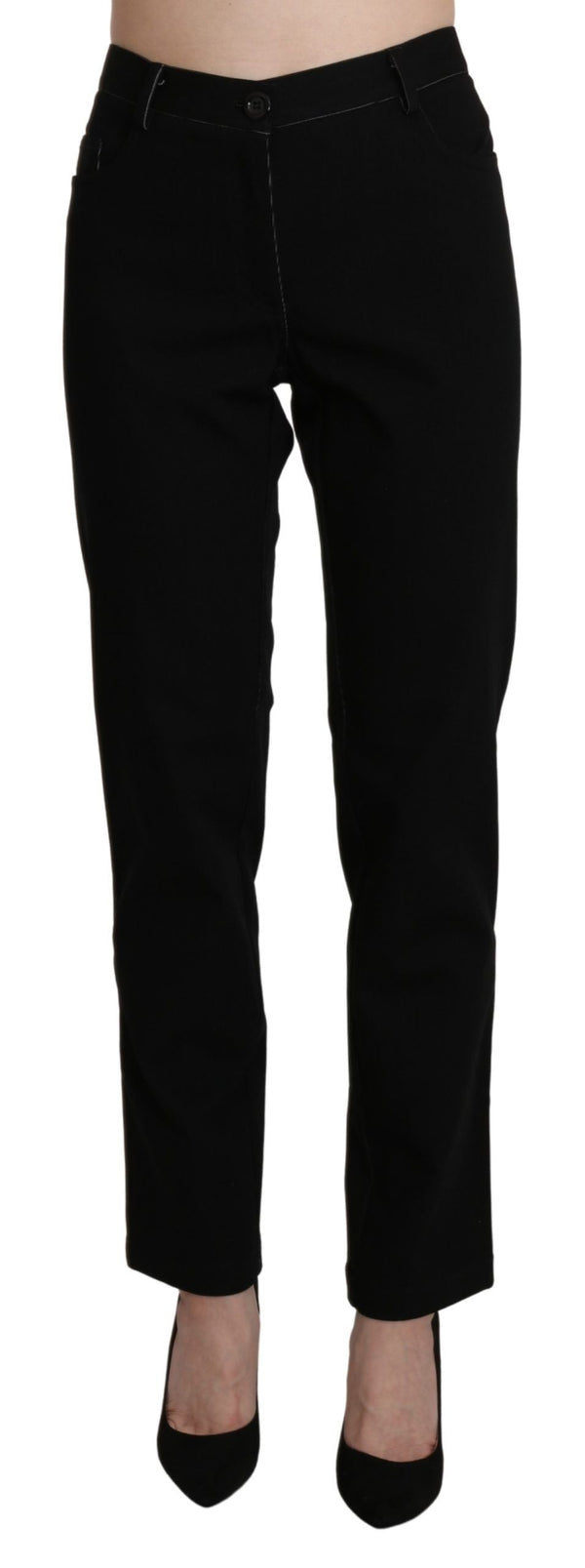 Bencivenga Black High Waist Straight Casual Trouser Pant