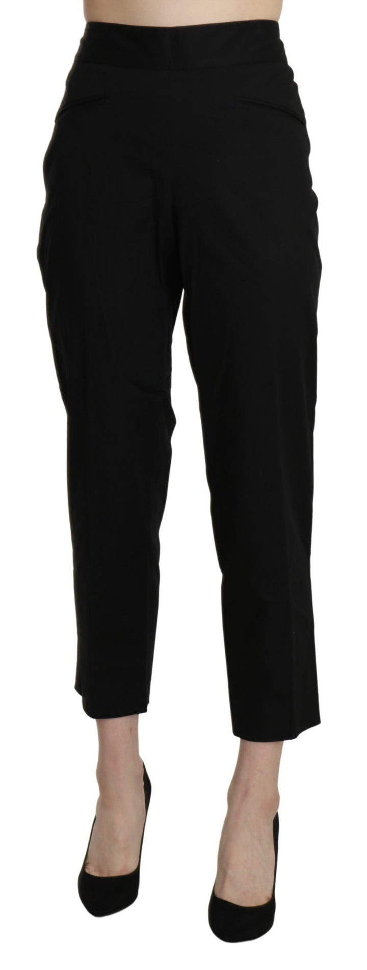 Bencivenga Black High Waist Straight Cropped Dress Pants