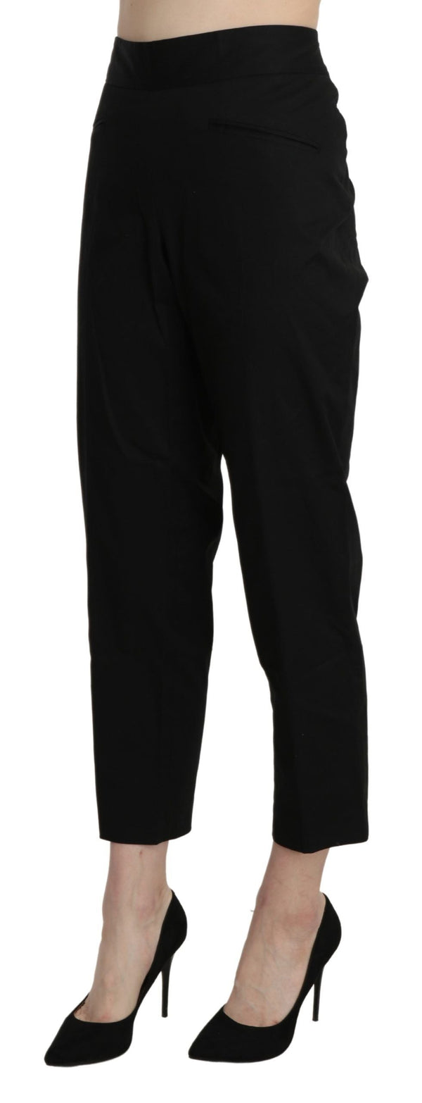 Bencivenga Black High Waist Straight Cropped Dress Pants