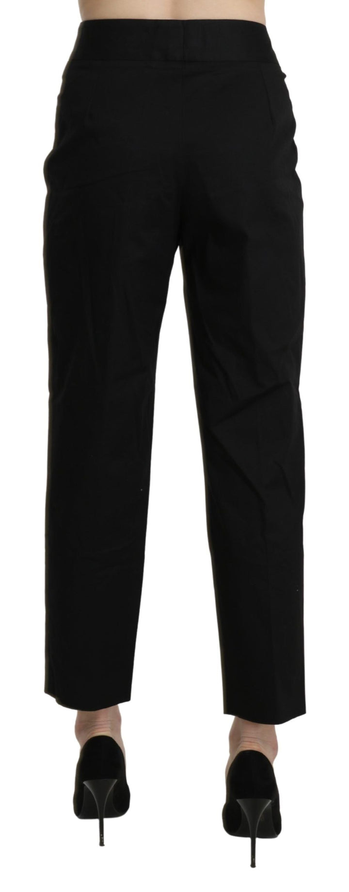 Bencivenga Black High Waist Straight Cropped Dress Pants