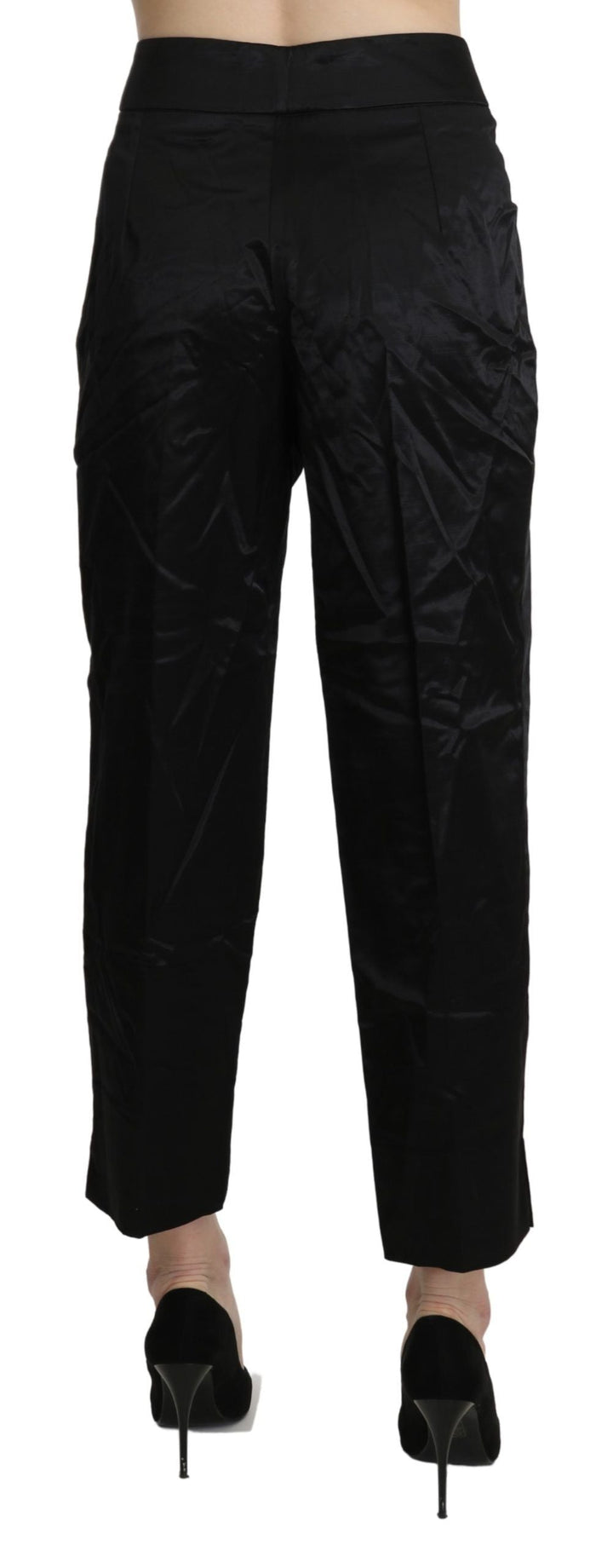 Bencivenga Black High Waist Straight Cropped Dress Trouser Pants