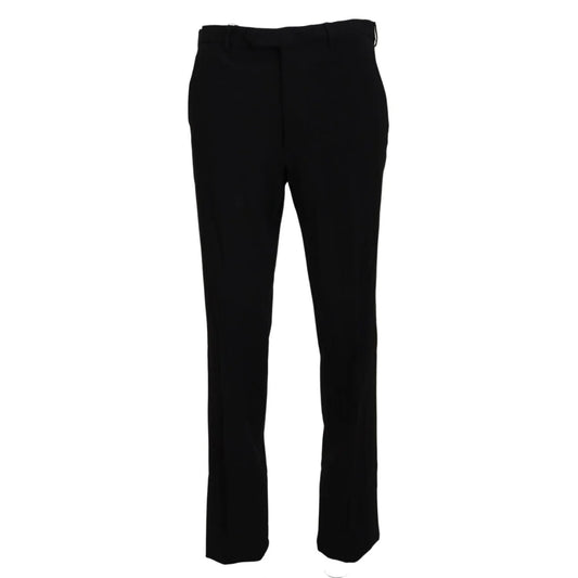 BENCIVENGA Black Straight Fit Men Formal Trousers Pants