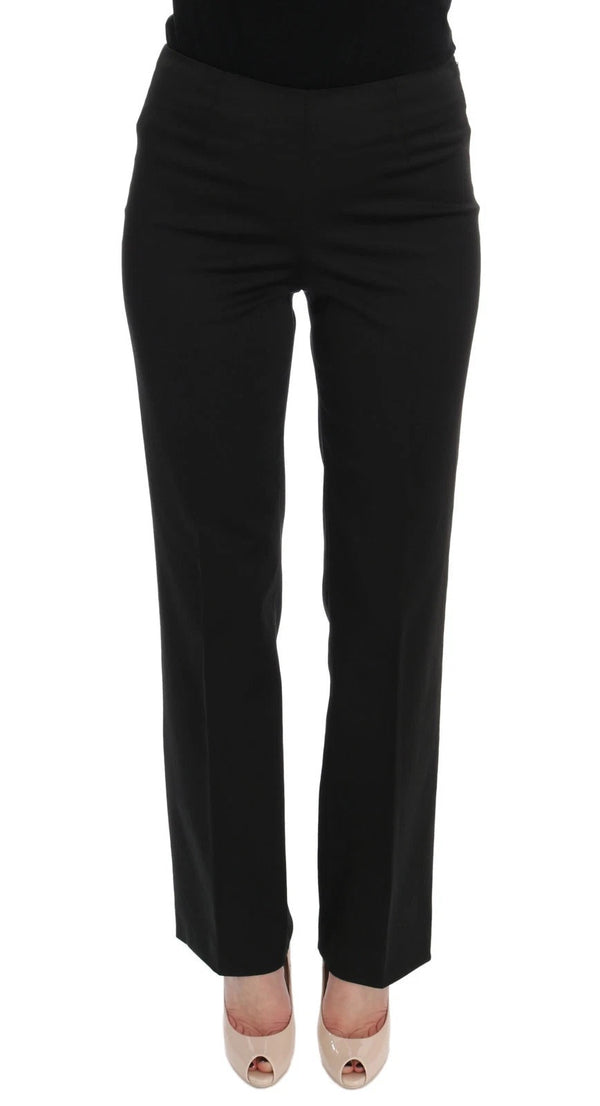 Bencivenga Black Stretch Straight Fit Dress Trousers Pants