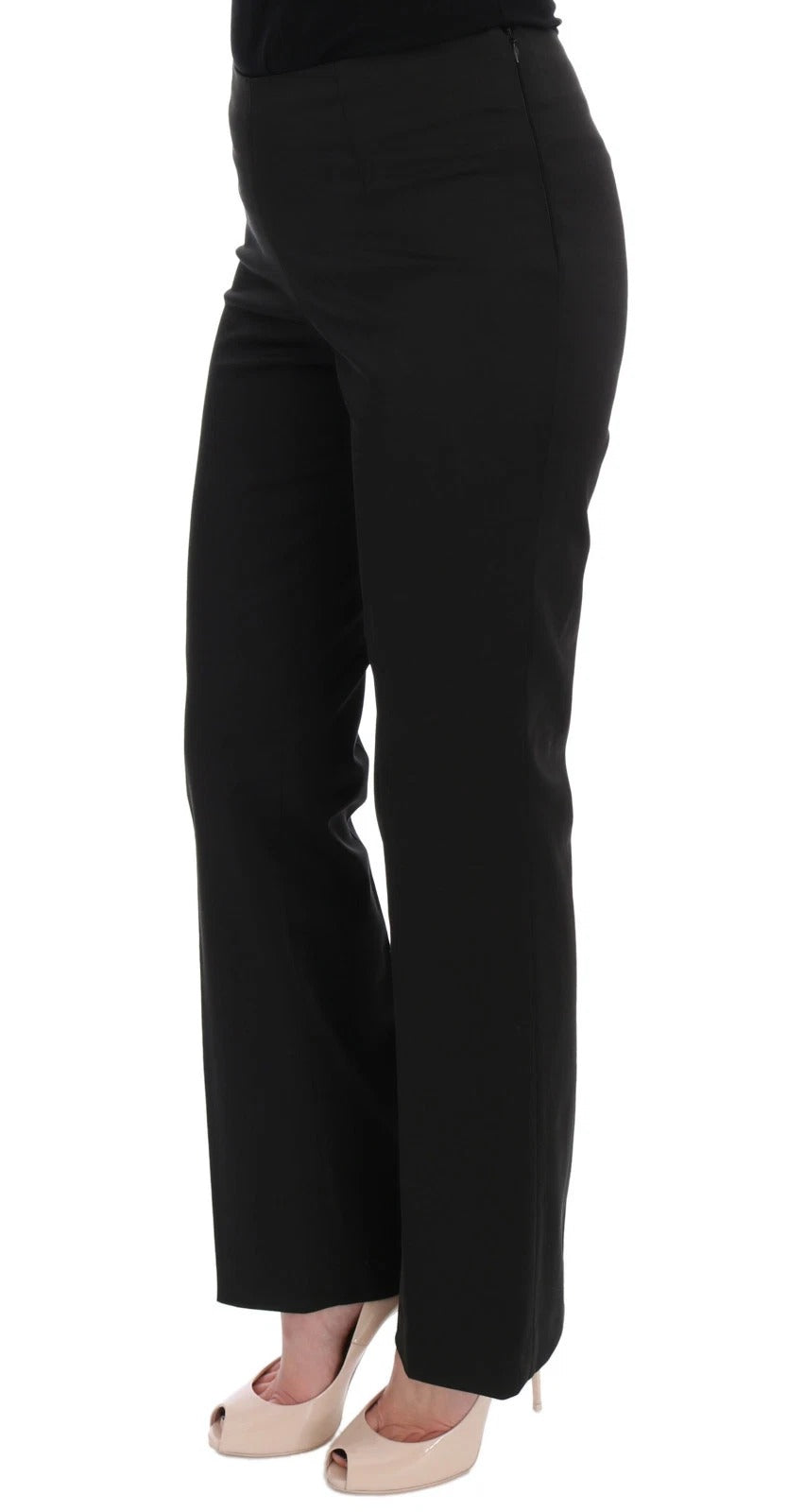 Bencivenga Black Stretch Straight Fit Dress Trousers Pants